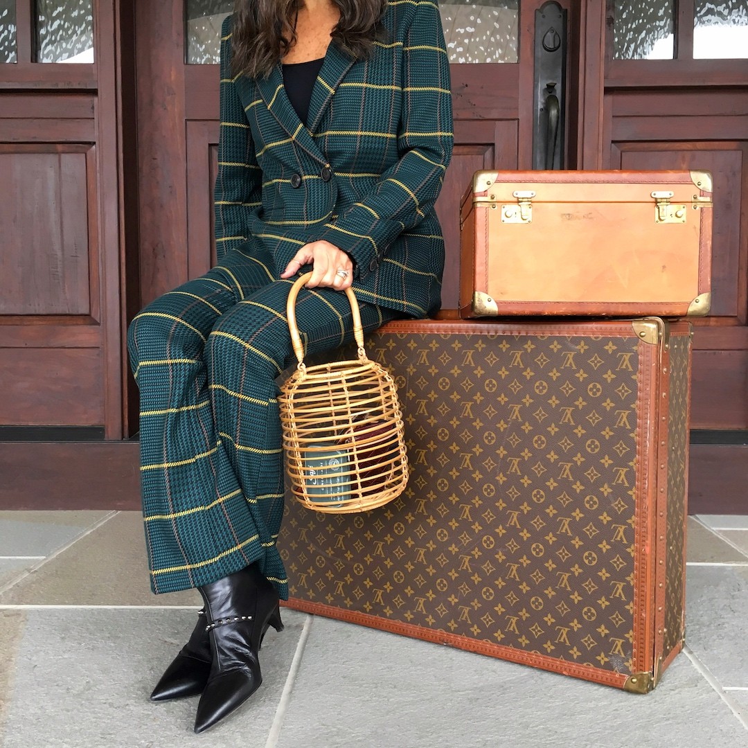 Anine Bing Green Plaid Suit