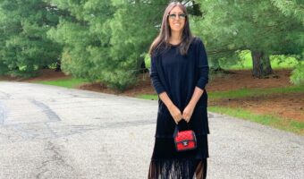 Club Monaco black fringe skirt